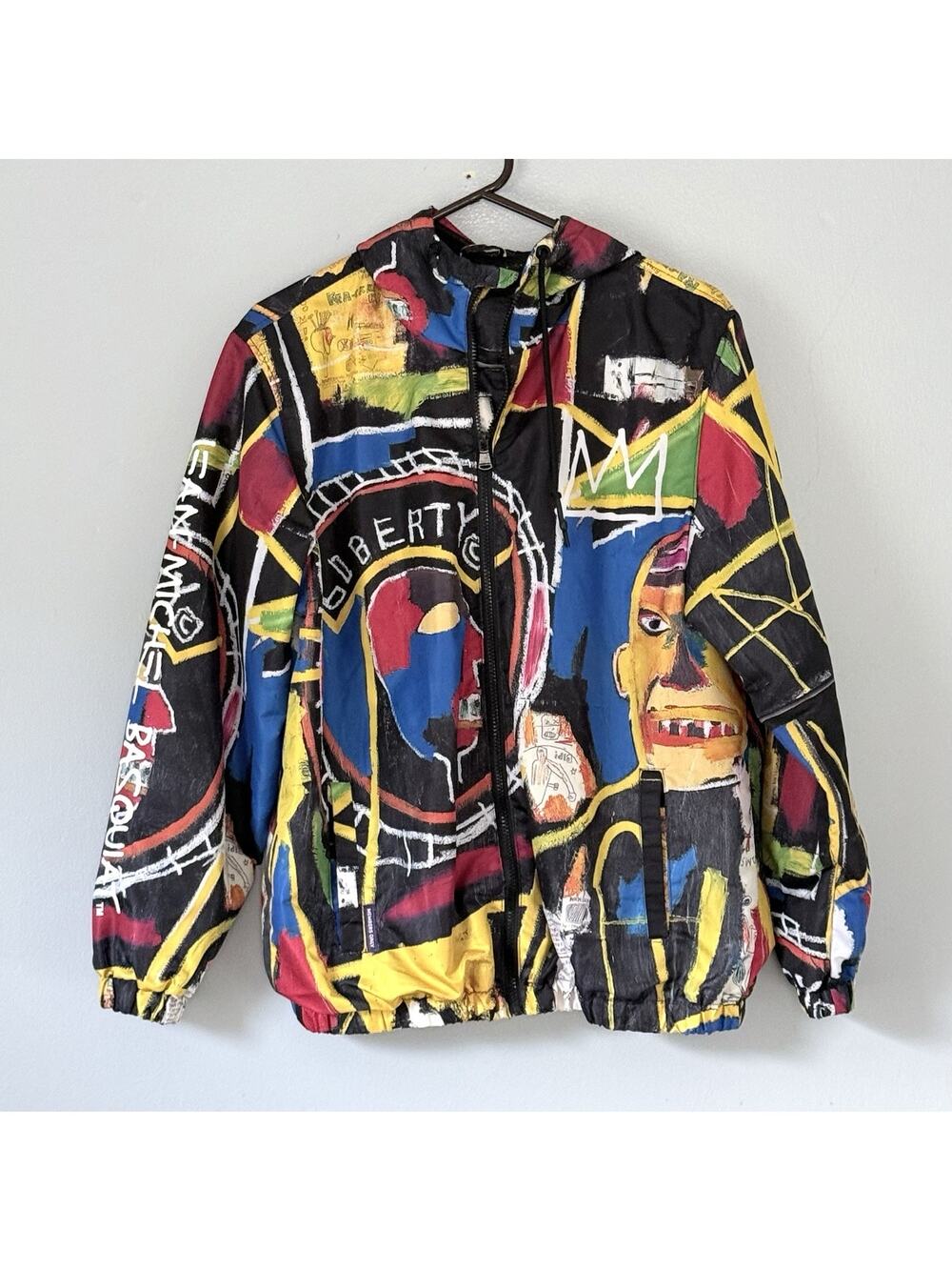 Jean-Michel BASQUIAT x Members Only Jacket Medium Colorful Hooded Art to Wear